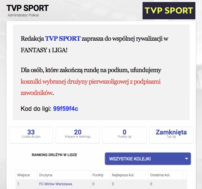 Dołącz do ligi TVP SPORT i wygrywaj nagrody!